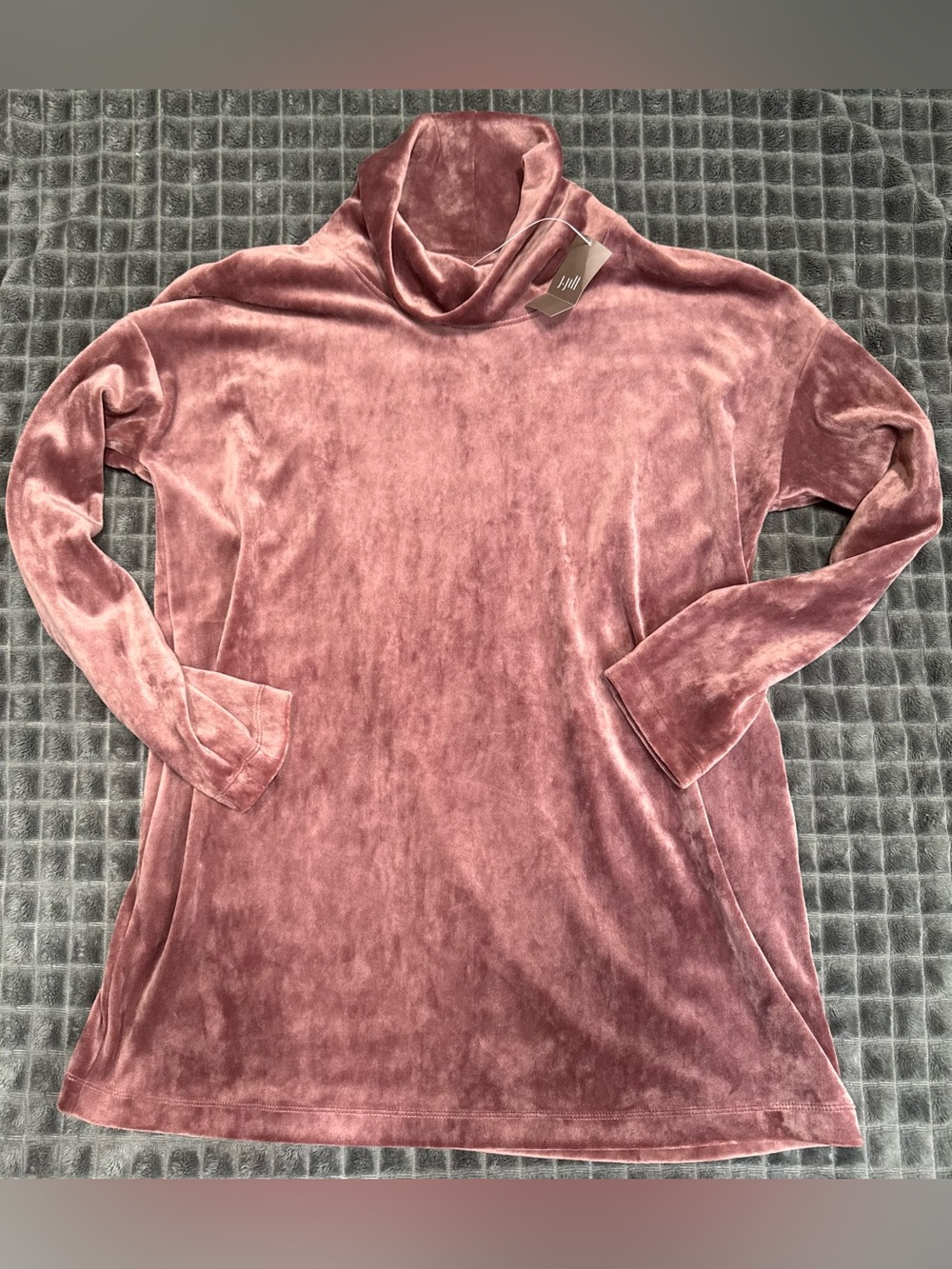 NWT J. Jill Small Velvet Mock Neck Tunic Sweater Mauve Pink Pure Jill Casual (B7 - Picture 2 of 5
